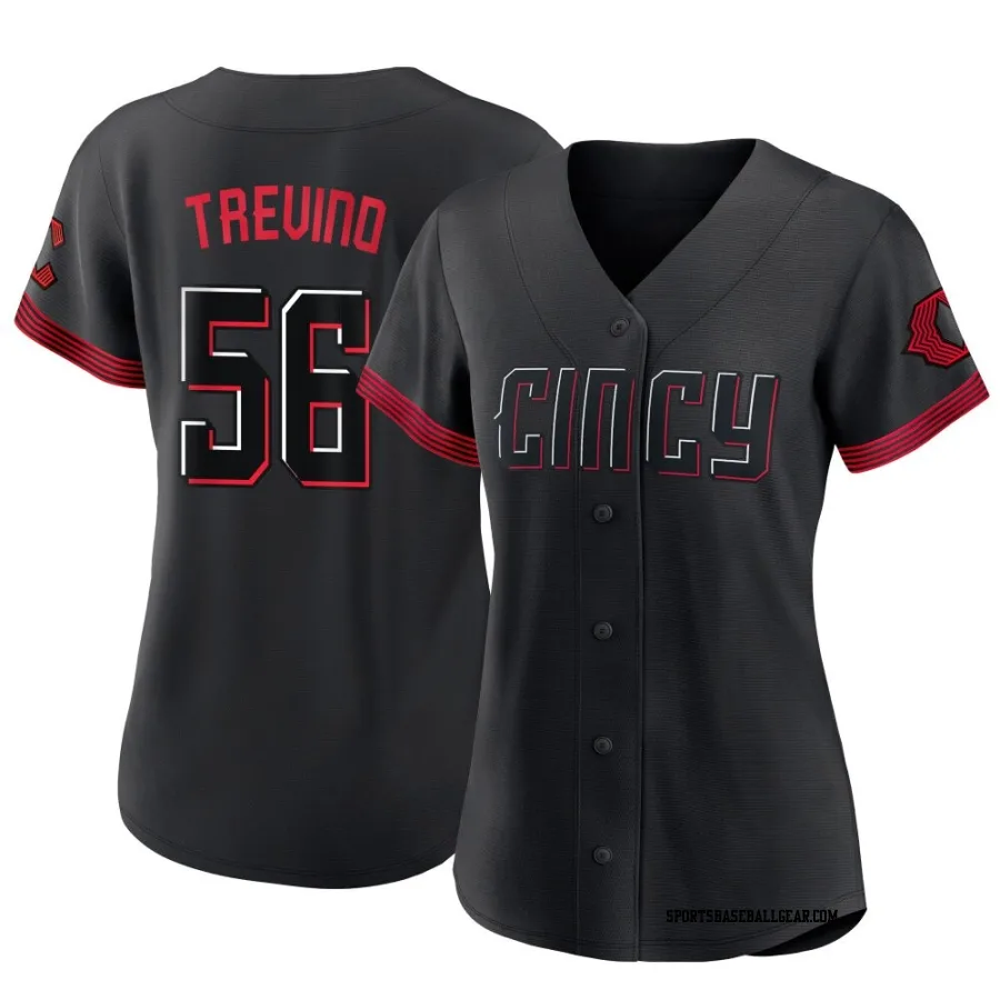 Jose Trevino Women's Cincinnati Reds Black Authentic 2023 City Connect Jersey