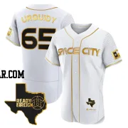 Jose Urquidy Men's Houston Astros White/Gold Authentic 2023 Space City Ready 2 Reign Flex Base Jersey