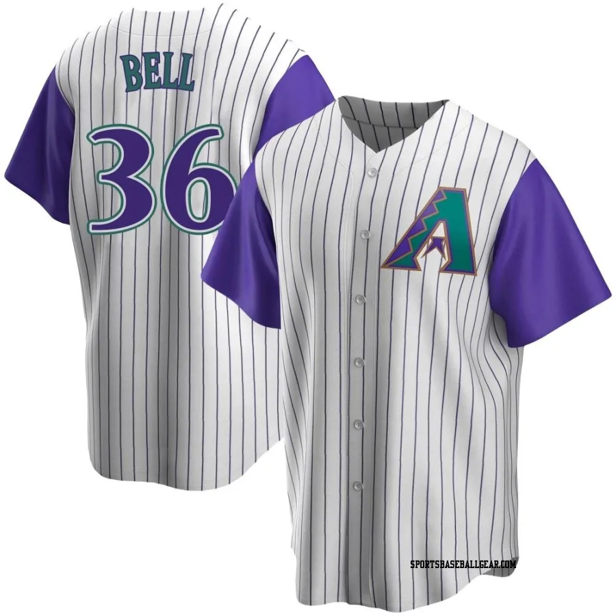 Josh Bell Men's Arizona Diamondbacks Cream/Purple Replica Alternate Cooperstown Collection Jersey