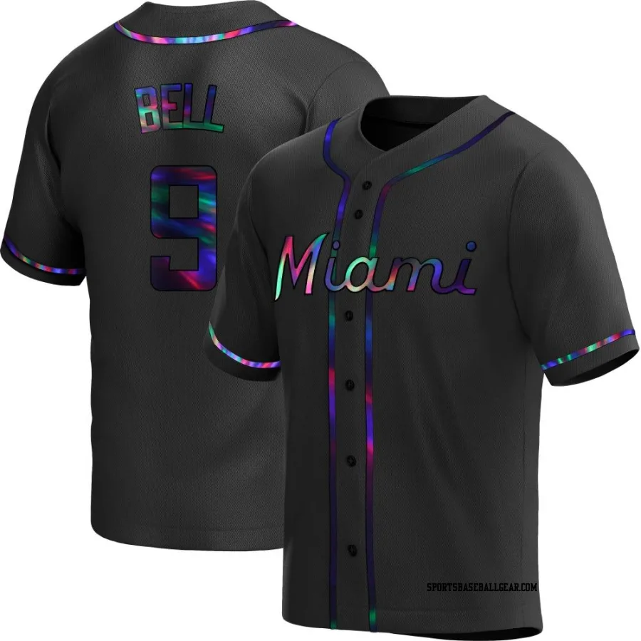 Josh Bell Men's Miami Marlins Black Holographic Replica Alternate Jersey