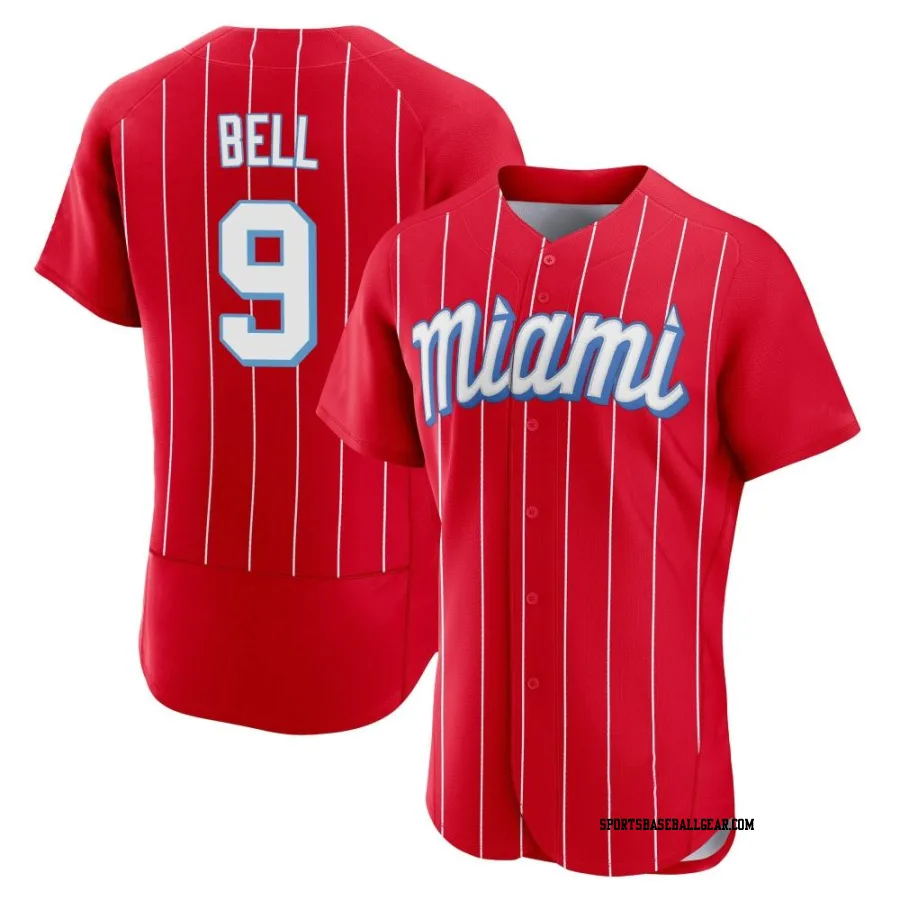 Josh Bell Men's Miami Marlins Red Authentic 2021 City Connect Jersey