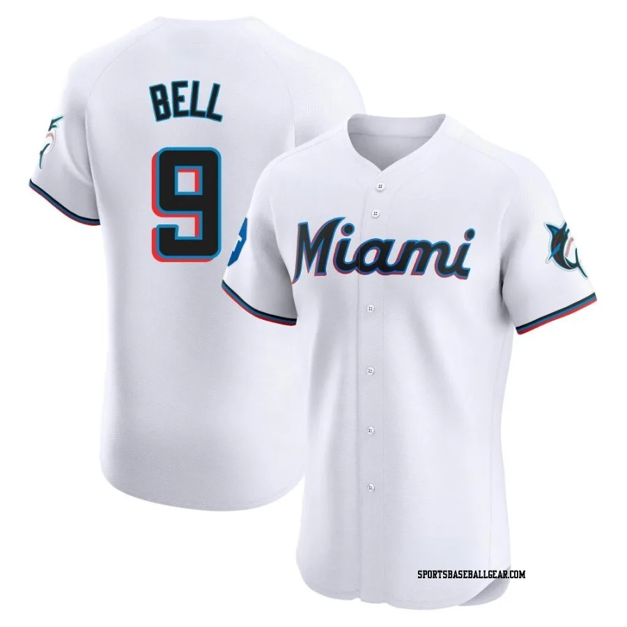 Josh Bell Men's Miami Marlins White Elite Home Patch Jersey