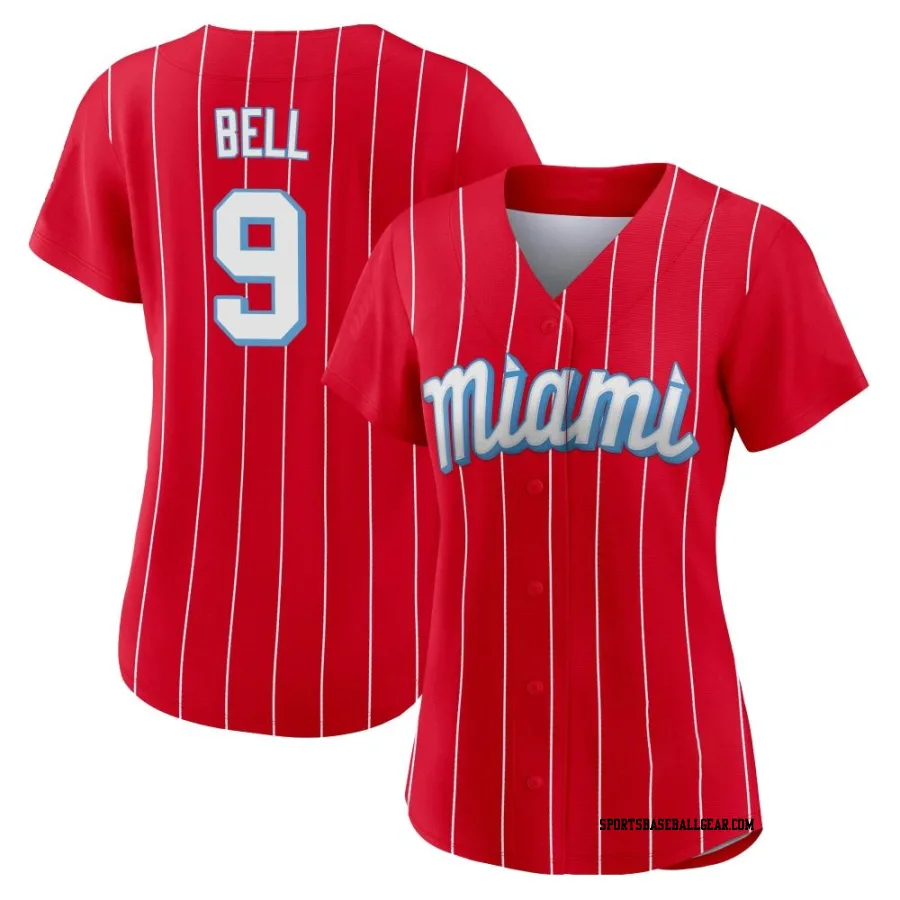 Josh Bell Women's Miami Marlins Red Authentic 2021 City Connect Jersey