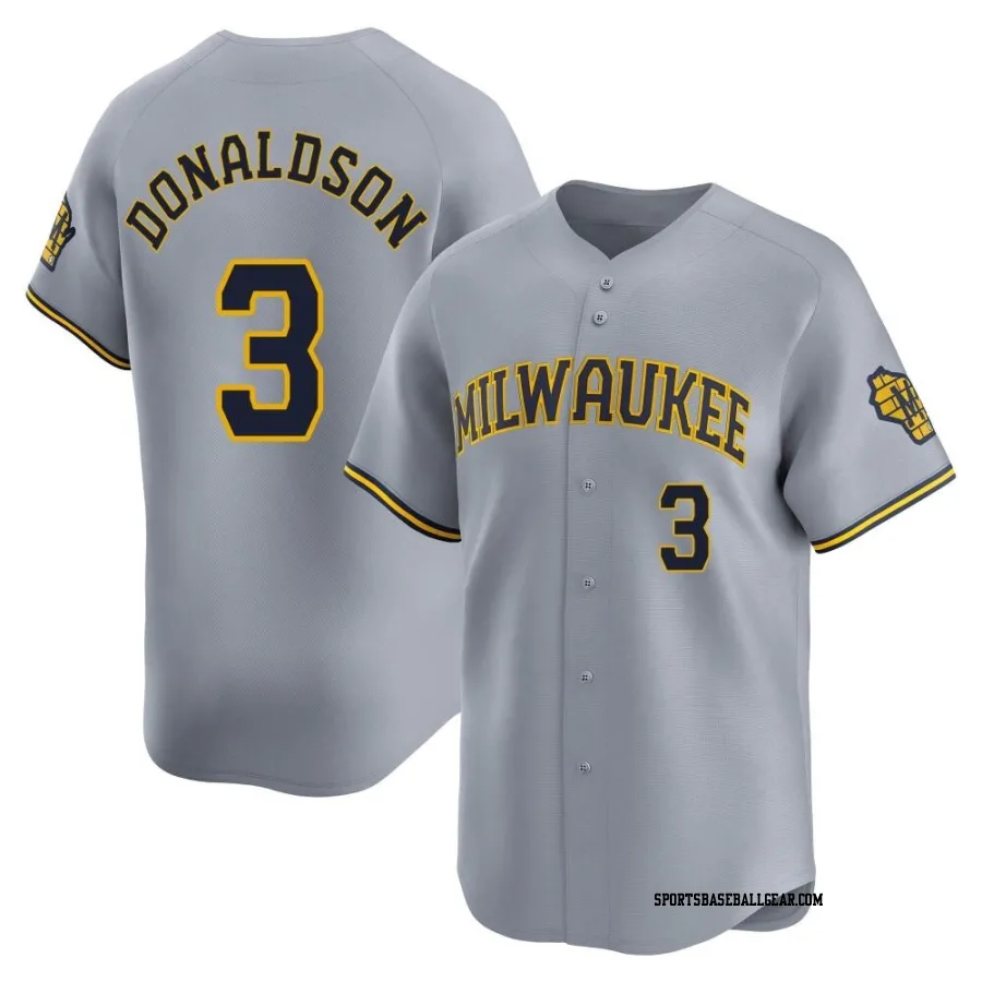 Josh Donaldson Men's Milwaukee Brewers Gray Limited Away Jersey