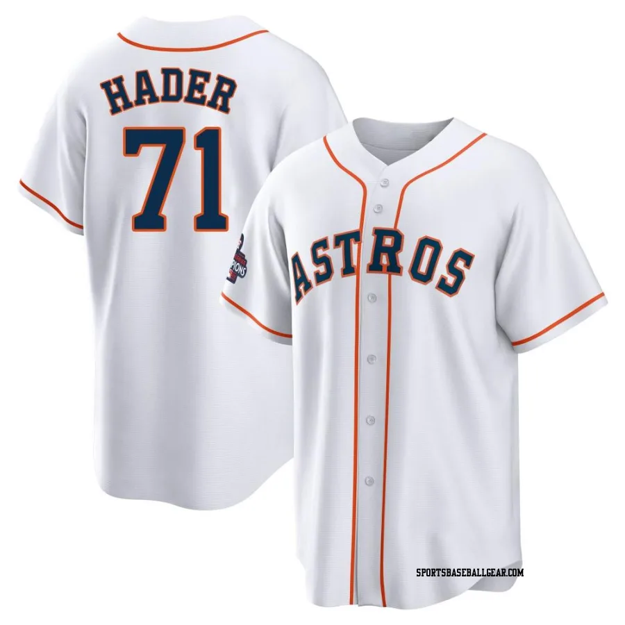 Josh Hader Men's Houston Astros White Replica 2022 World Series Champions Home Jersey