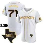 Josh Hader Men's Houston Astros White/Gold Authentic 2023 Space City Ready 2 Reign Flex Base Jersey