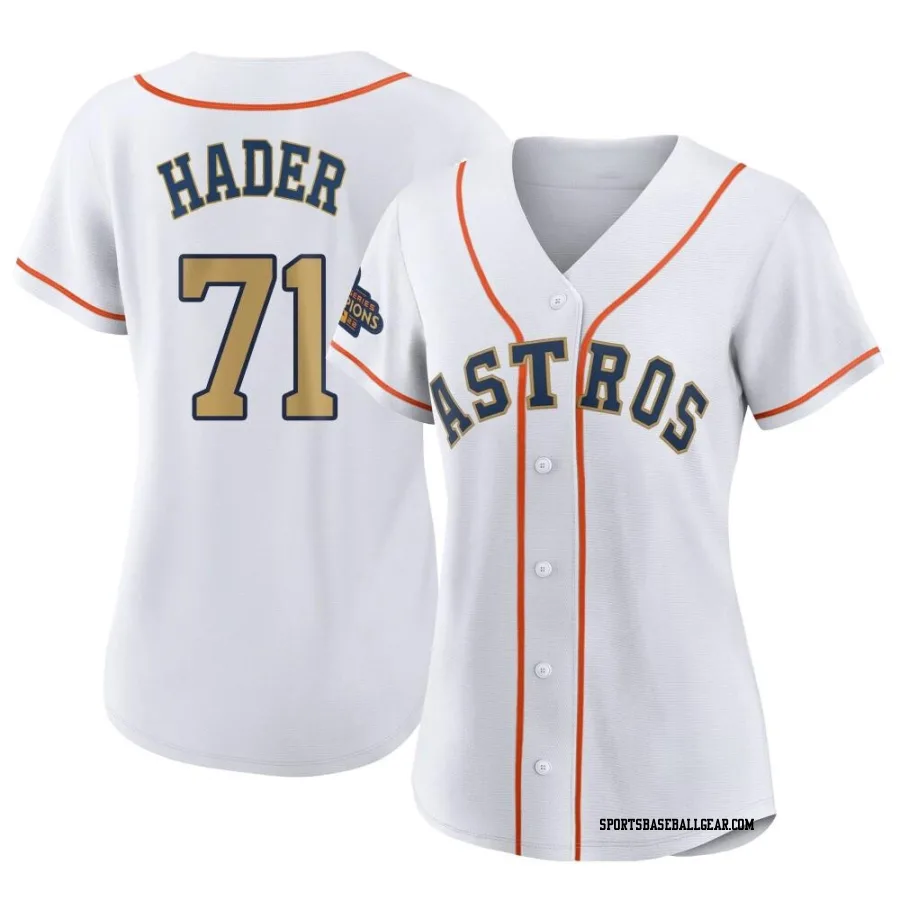 Josh Hader Women's Houston Astros Gold Replica White 2023 Collection Jersey