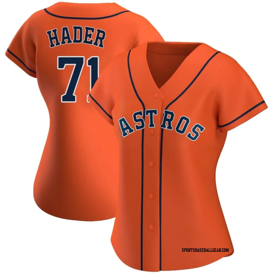 Josh Hader Women's Houston Astros Orange Authentic Alternate Jersey