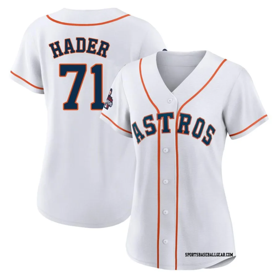 Josh Hader Women's Houston Astros White Authentic 2022 World Series Champions Home Jersey