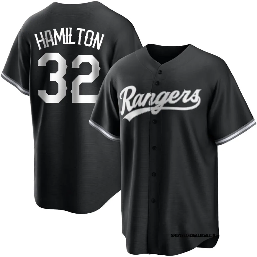 Josh Hamilton Men's Texas Rangers Black/White Replica Jersey