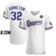 Josh Hamilton Men's Texas Rangers White Authentic Home 2023 World Series Jersey