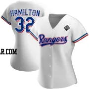 Josh Hamilton Women's Texas Rangers White Authentic Home 2023 World Series Jersey