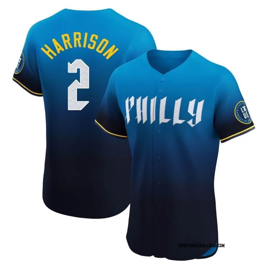 Josh Harrison Men's Philadelphia Phillies Blue Elite 2024 City Connect Jersey