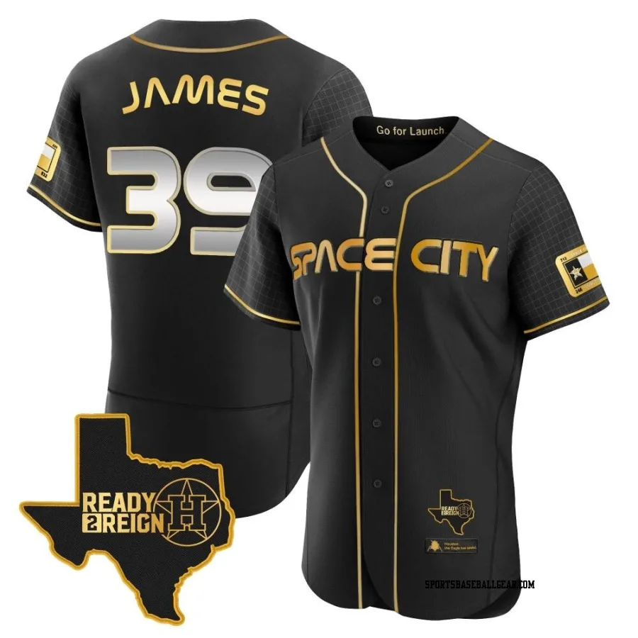 Josh James Men's Houston Astros Black/Gold Authentic 2023 Space City Ready 2 Reign Flex Base Jersey