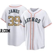 Josh James Men's Houston Astros Gold Replica White 2023 Collection Jersey