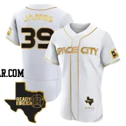 Josh James Men's Houston Astros White/Gold Authentic 2023 Space City Ready 2 Reign Flex Base Jersey