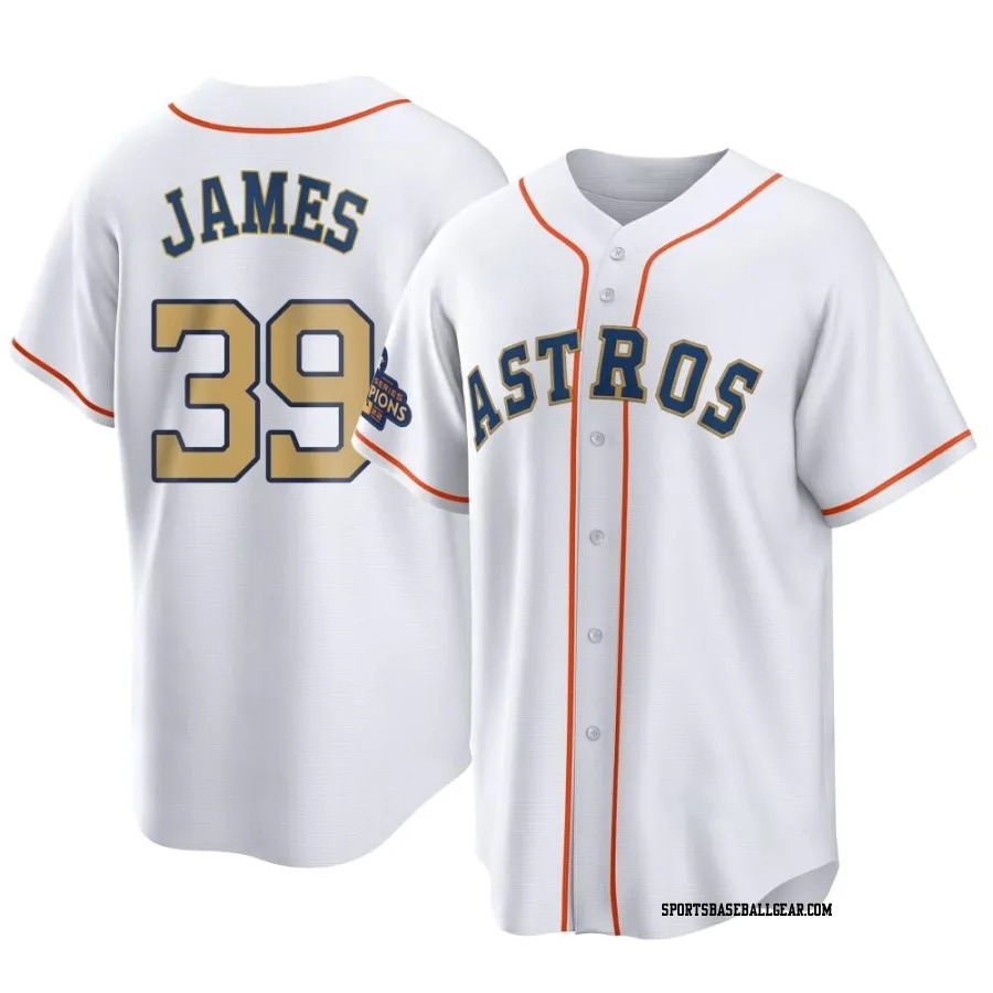 Josh James Youth Houston Astros Gold Replica White 2023 Collection Jersey