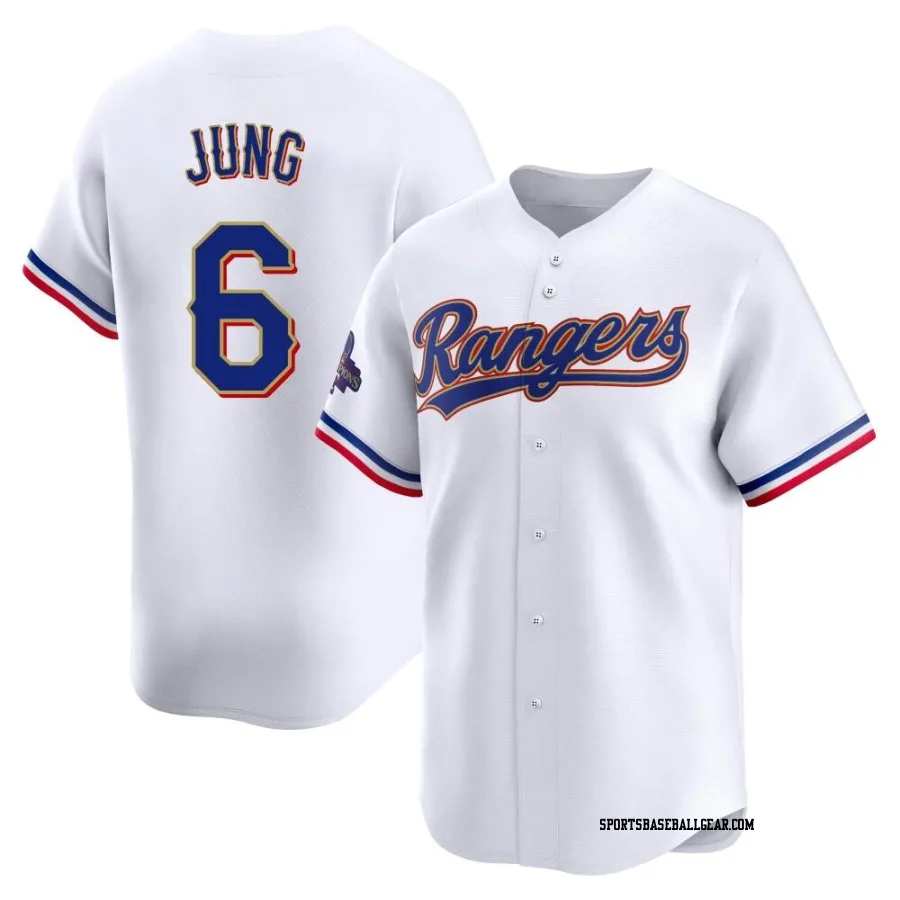 Josh Jung Men's Texas Rangers Gold Limited White 2024 Collection Jersey