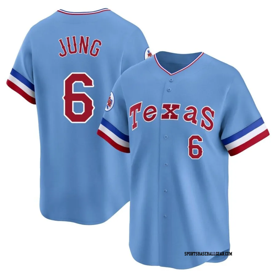 Josh Jung Men's Texas Rangers Light Blue Limited Cooperstown Collection Jersey