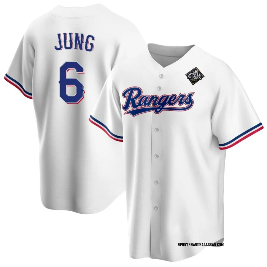 Josh Jung Youth Texas Rangers White Replica Home 2023 World Series Jersey