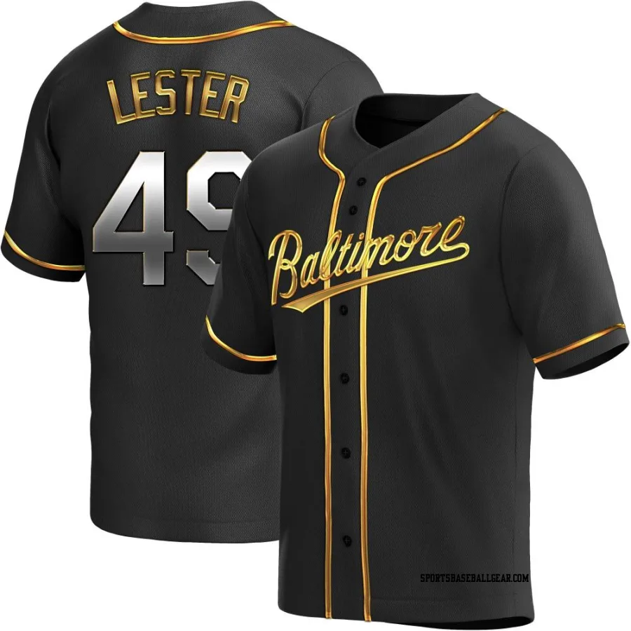 Josh Lester Men's Baltimore Orioles Black Golden Replica Alternate Jersey