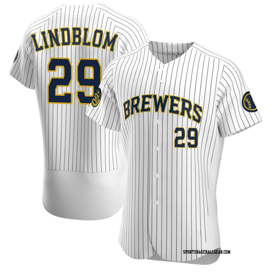 Josh Lindblom Men's Milwaukee Brewers White Authentic Alternate Jersey