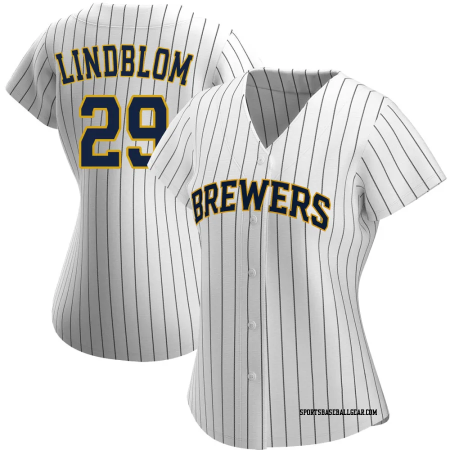 Josh Lindblom Women's Milwaukee Brewers White/Navy Authentic Alternate Jersey