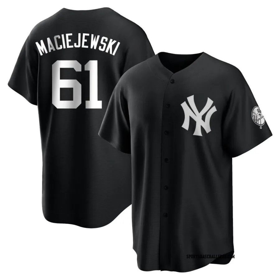 Josh Maciejewski Youth New York Yankees Black/White Replica Jersey