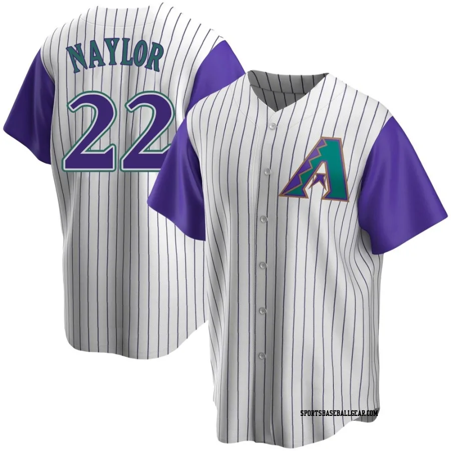 Josh Naylor Men's Arizona Diamondbacks Cream/Purple Replica Alternate Cooperstown Collection Jersey