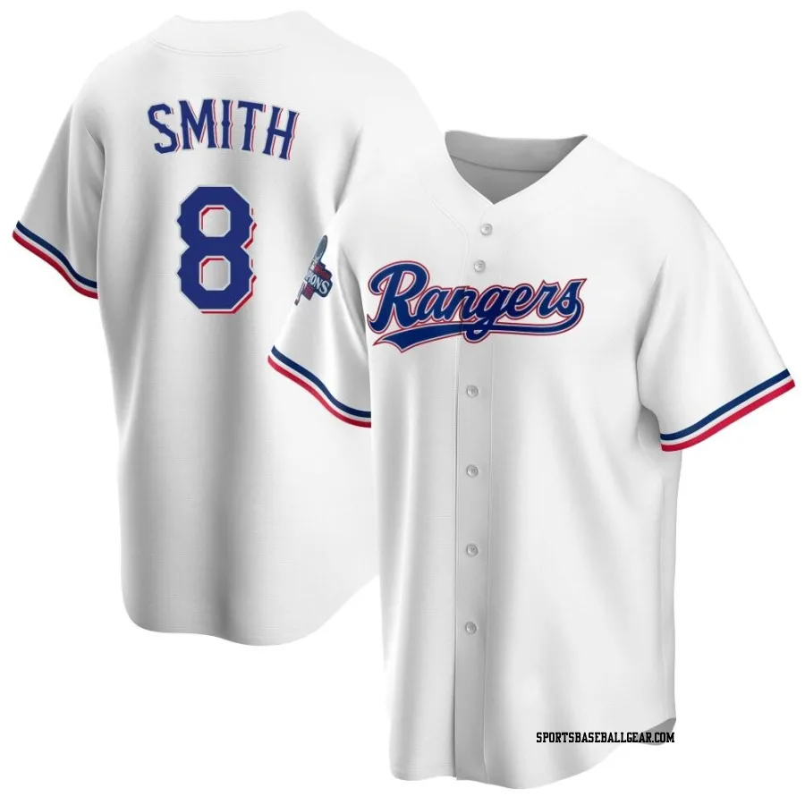 Josh Smith Men's Texas Rangers White Replica Home 2023 World Series Champions Jersey