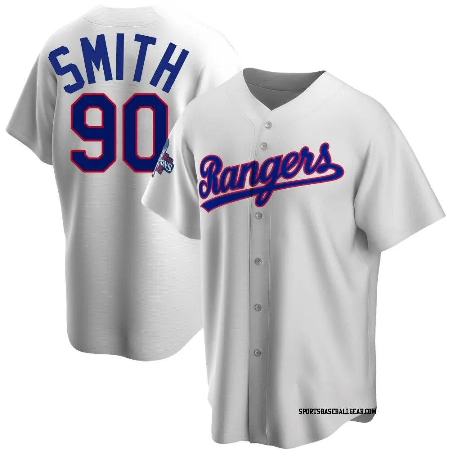 Josh Smith Men's Texas Rangers White Replica Home Cooperstown Collection 2023 World Series Champions Jersey