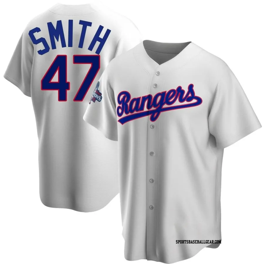 Josh Smith Men's Texas Rangers White Replica Home Cooperstown Collection 2023 World Series Champions Jersey