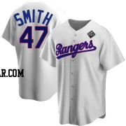 Josh Smith Youth Texas Rangers White Replica Home Cooperstown Collection 2023 World Series Jersey