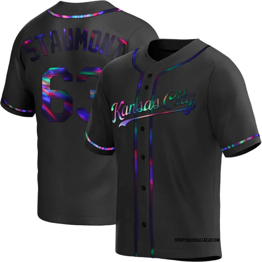 Josh Staumont Youth Kansas City Royals Black Holographic Replica Alternate Jersey