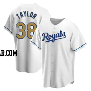 Josh Taylor Men's Kansas City Royals Gold Replica White Home Jersey