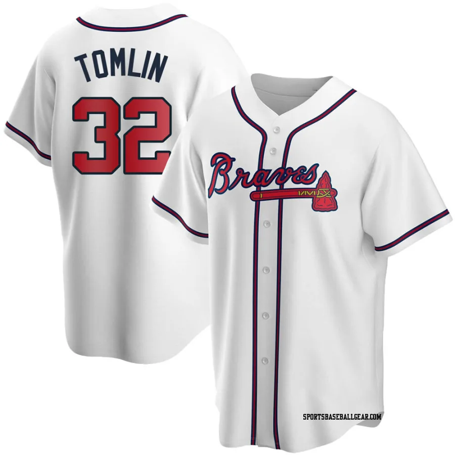 Josh Tomlin Men's Atlanta Braves White Replica Home Jersey