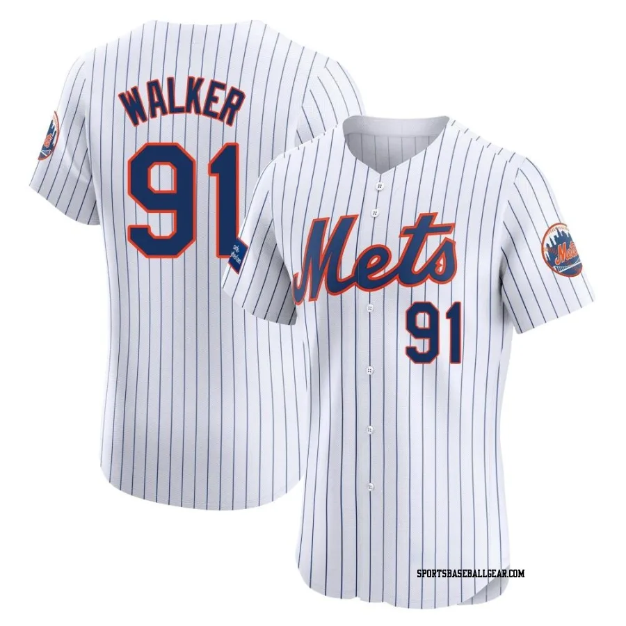 Josh Walker Men's New York Mets White Elite Home Patch Jersey