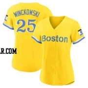 Josh Winckowski Women's Boston Red Sox Gold/Light Authentic Blue 2021 City Connect Player Jersey