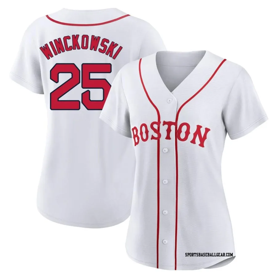 Josh Winckowski Women's Boston Red Sox White Replica 2021 Patriots' Day Jersey