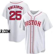 Josh Winckowski Youth Boston Red Sox White Replica 2021 Patriots' Day Jersey