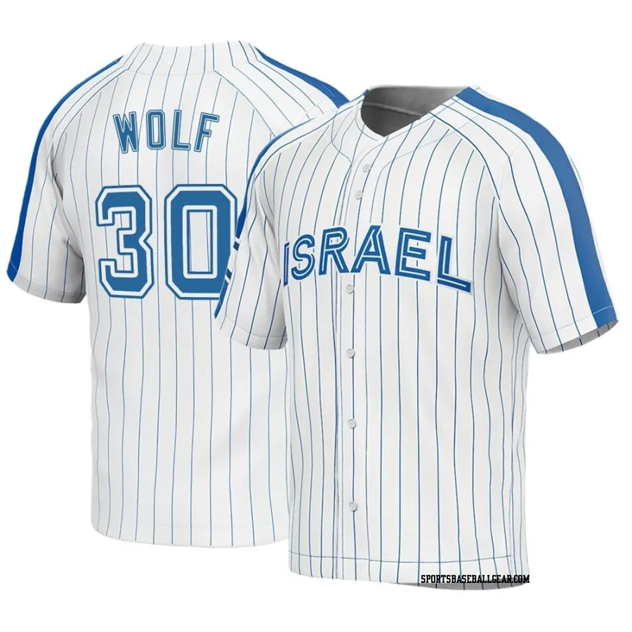 Josh Wolf Youth Israel Baseball White Replica 2023 World Baseball Classic Jersey