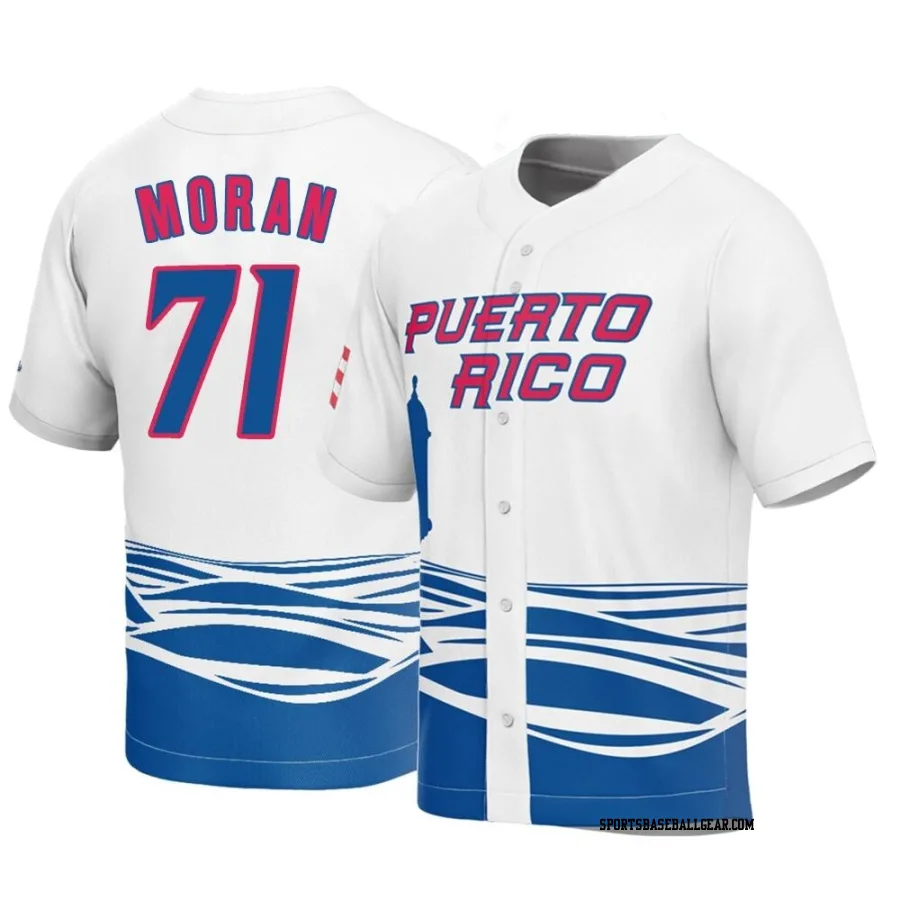 Jovani Moran Men's Puerto Rico Baseball White Replica 2023 World Baseball Classic Jersey