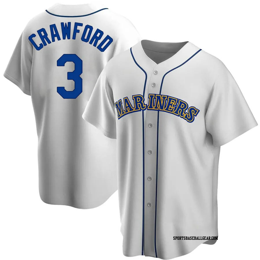 J.P. Crawford Men's Seattle Mariners White Replica Home Cooperstown Collection Jersey