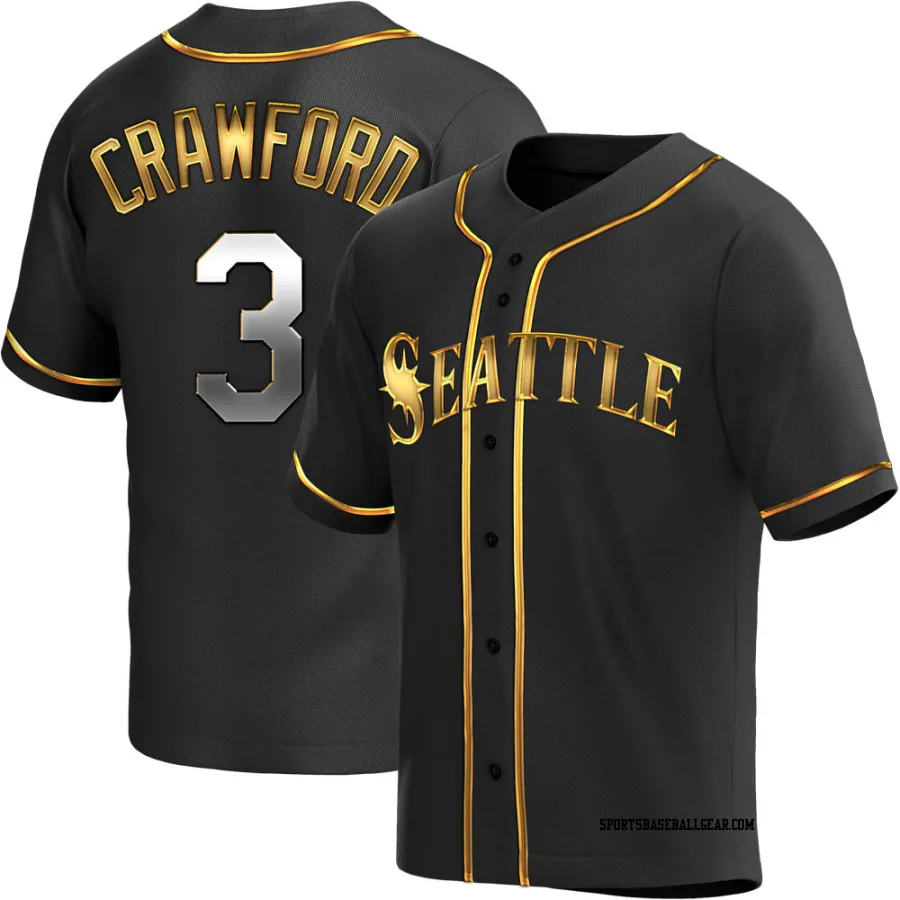 J.P. Crawford Youth Seattle Mariners Black Golden Replica Alternate Jersey