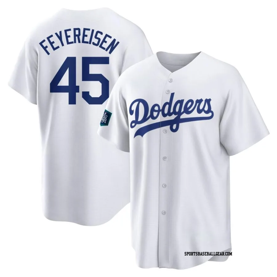 J.P. Feyereisen Men's Los Angeles Dodgers White Replica 2024 World Tour Seoul Series Home Jersey