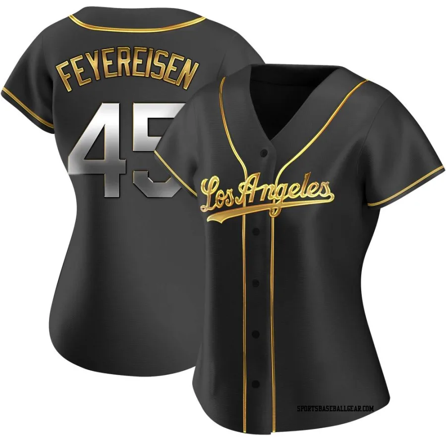 J.P. Feyereisen Women's Los Angeles Dodgers Black Golden Replica Alternate Jersey