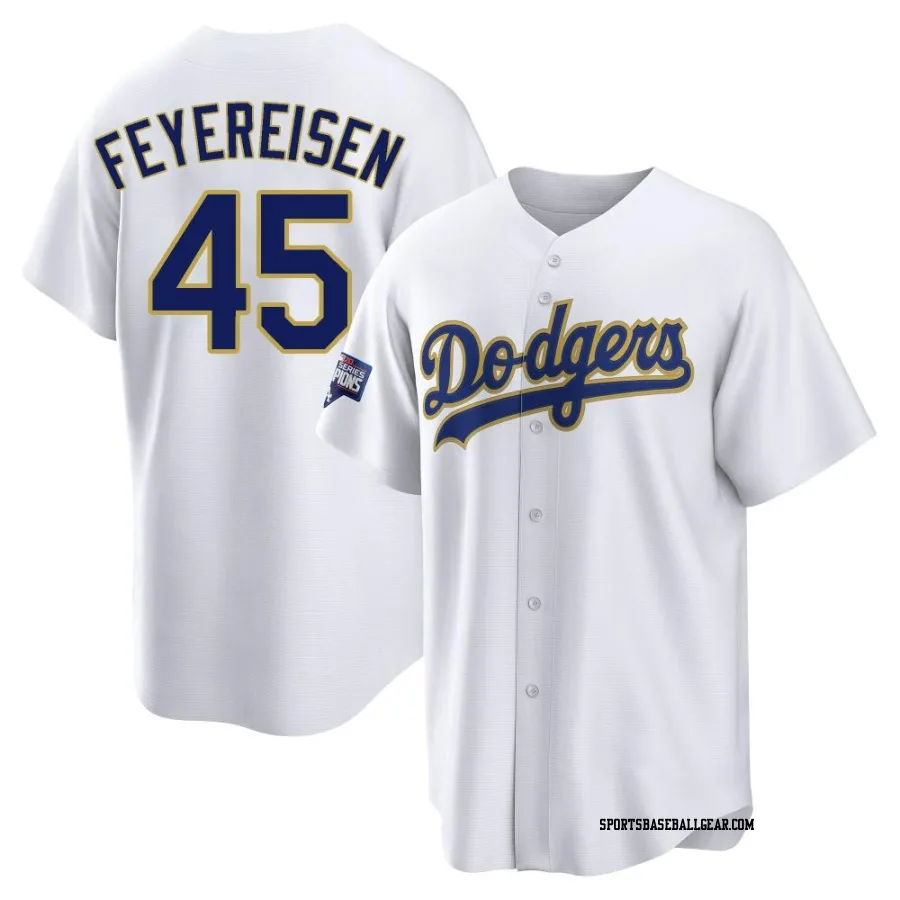 J.P. Feyereisen Youth Los Angeles Dodgers White/Gold Replica 2021 Gold Program Player Jersey