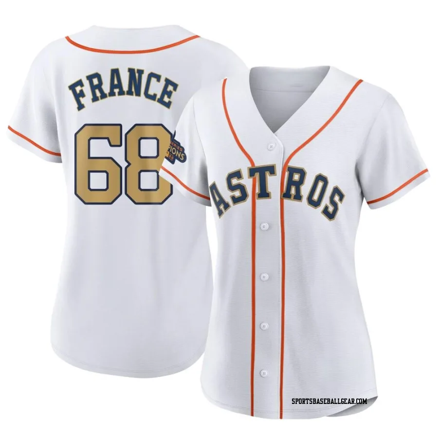 J.P. France Women's Houston Astros Gold Replica White 2023 Collection Jersey