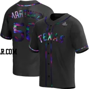 J.P. Martinez Youth Texas Rangers Black Holographic Replica Alternate 2023 World Series Jersey