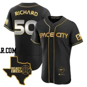 J.R. Richard Men's Houston Astros Black/Gold Authentic 2023 Space City Ready 2 Reign Flex Base Jersey